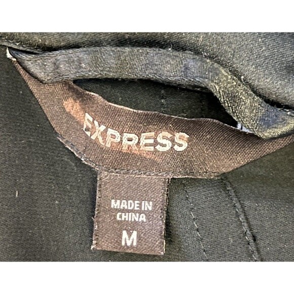 Express 100% Silk Women’s Size Medium Two Button Black Single Breasted Blazer - Picture 5 of 7